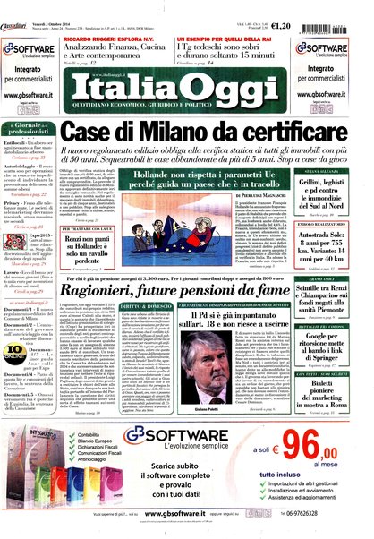 Italia oggi : quotidiano di economia finanza e politica